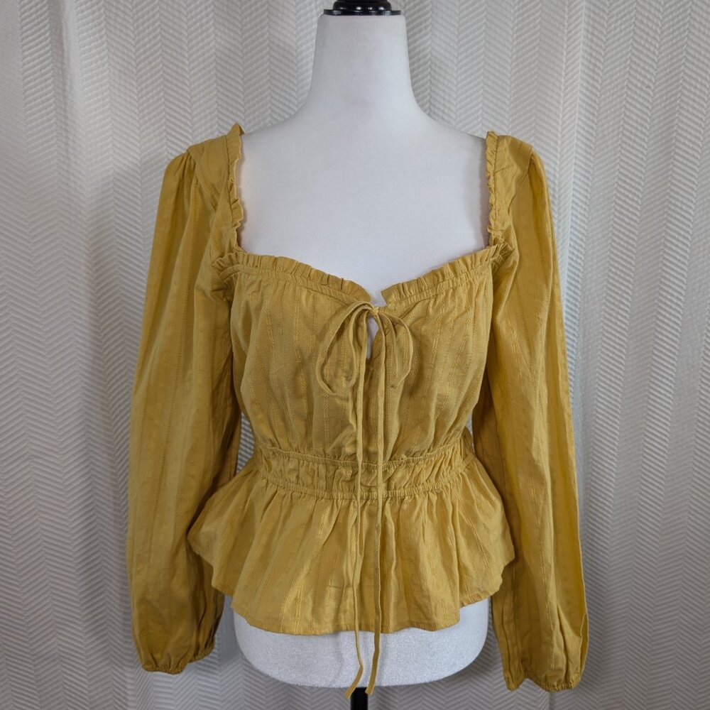 Lost + Wander Sweet Like Honey Boho Peasant Top Yellow Mustard NWT Size Medium
